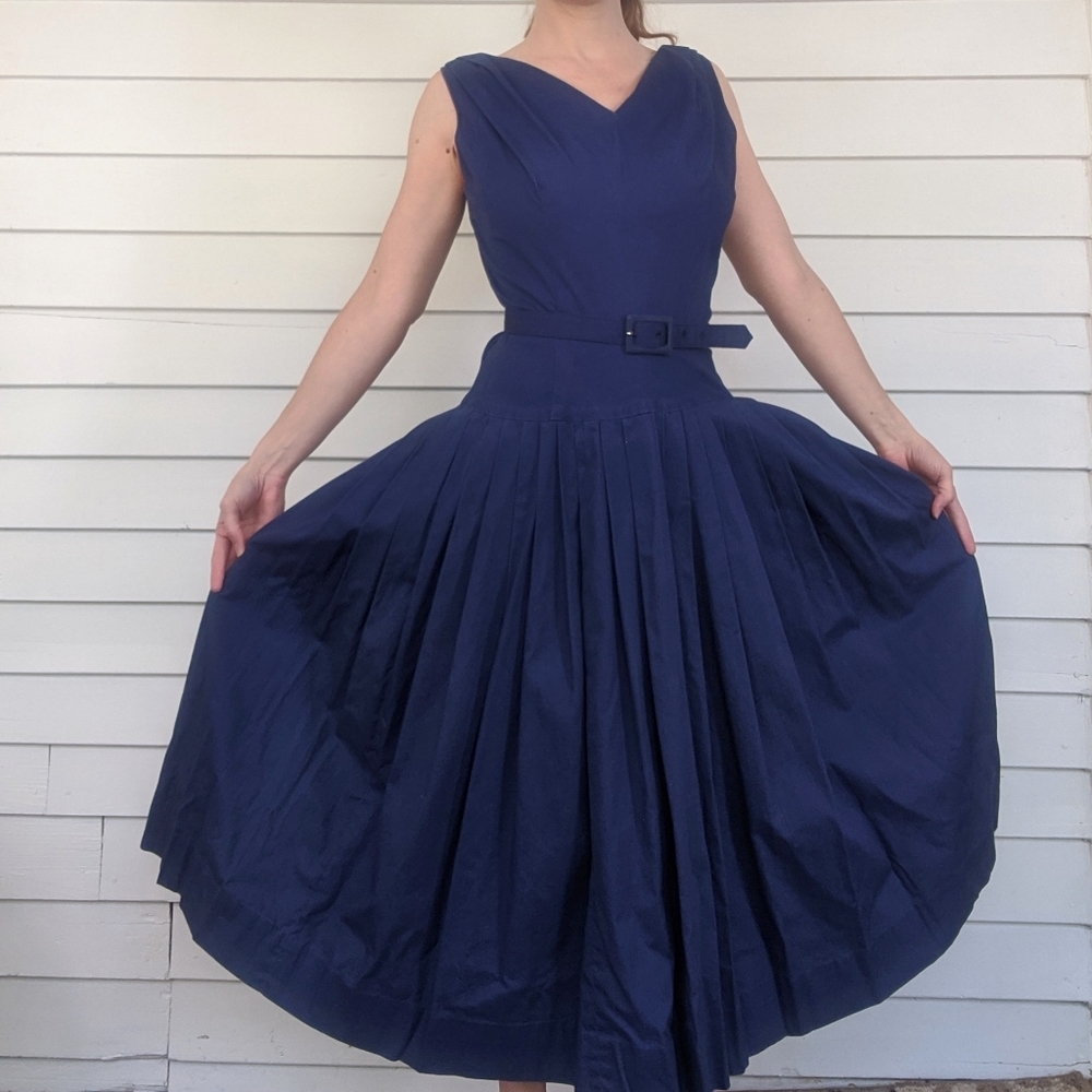 Vintage 50s Jonathan Logan Blue Dress S